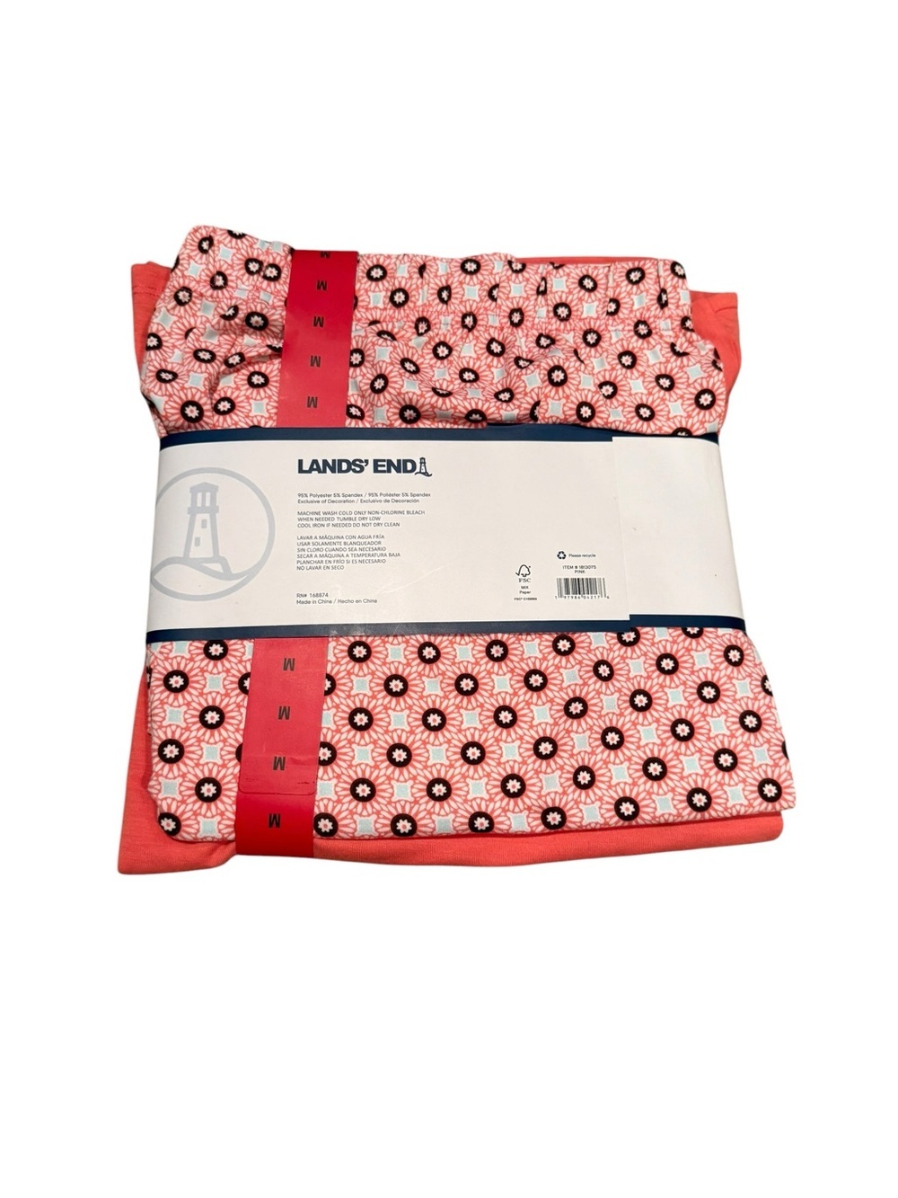 Lands' End Women's Coral Floral Knit Pajama Set - Picture 3 of 3